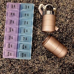 Rose Gold Travel Pill Organizer & AM/PM Pill holder